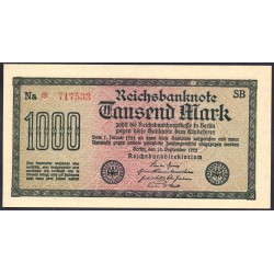 Германия 1000 марок 1922 год, 3 разновидность (Germany 1000 Mark 1922 year) P 76b: UNC