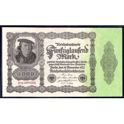 Германия 50000 марок 1922 год, 2 разновидность (Germany 50000 Mark 1922 year) P 79: UNC