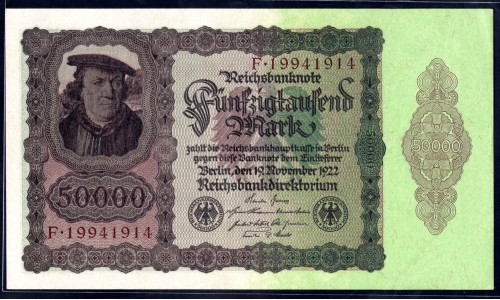 Германия 50000 марок 1922 год (Germany 50000 Mark 1922 year) P 80: UNC