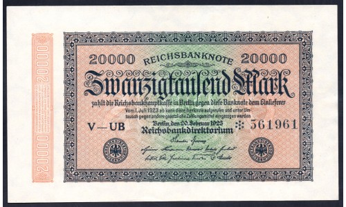 Германия 20000 марок 1923 год (Germany 20000 Mark 1923 year) P 85а: UNC
