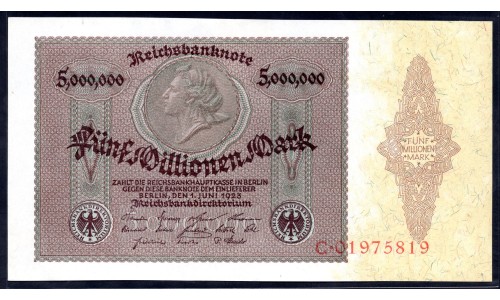 Германия 5000000 марок 1923 год, 1 (Germany 5000000 Mark 1923 year) P 90: UNC