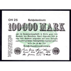 Германия 100000 марок 1923 год (Germany 100000 Mark 1923 year) P 91b: UNC