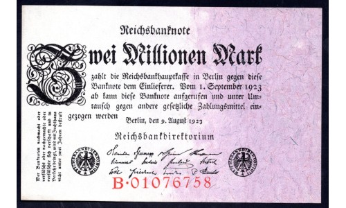 Германия 2000000 марок 1923 год, 2 вариант (Germany 2000000 Mark 1923 year) P 103: UNC
