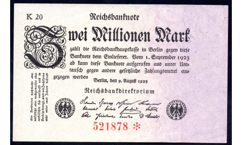 Германия 2000000 марок 1923 год, 3 вариант (Germany 2000000 Mark 1923 year) P 103: UNC