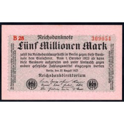 Германия 5000000 марок 1923 год, 1 вариант (Germany 5000000 Mark 1923 year) P 105: UNC