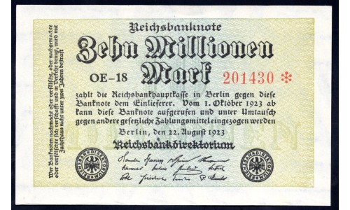 Германия 10000000 марок 1923 год, 2 вариант (Germany 10000000 Mark 1923 year) P 106a: UNC