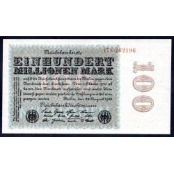 Германия 100000000 марок 1923 год , 2 вариант (Germany 100000000 Mark 1923 year) P 107b: UNC