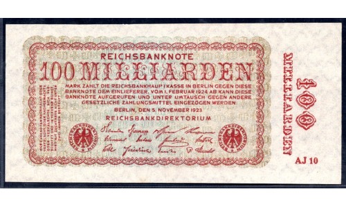 Германия 100 миллиардов марок 1923 год, вариант 1 (Germany 100 milliarden Mark 1923 year) P 133: UNC