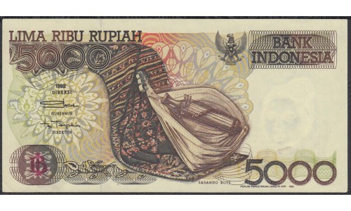 Индонезия 5000 рупий 1992 г. (Indonesia 5000 rupiah 1992 year) P130a:UNC-