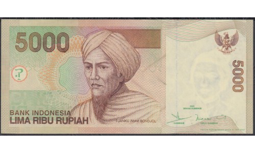 Индонезия 5000 рупий 2001 (2007) г. (Indonesia 5000 rupiah 2001 (2007) year) P142g:UNC