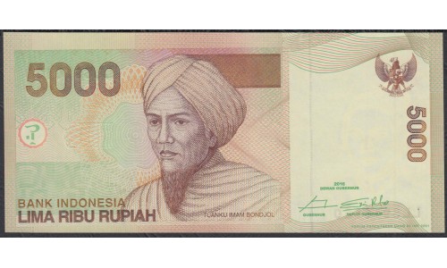 Индонезия 5000 рупий 2001 (2016) г. (Indonesia 5000 rupiah 2001 (2016) year) P142p2:UNC