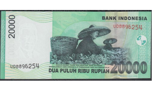 Индонезия 20000 рупий 2009 г. (Indonesia 20000 rupiah 2009 year) P144f:UNC