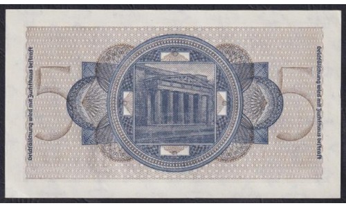 Германия, оккупация Европы 5 рейсхмарок 1939/45 год (Reichskreditkassenschein 5 Reichsmark 1939/45 year) P-R138a: UNC