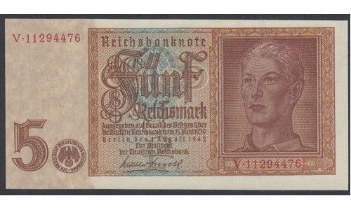 Германия 5 рейхсмарок 1942 год (Germany 5 reichsmark 1919 year) P 186: UNC