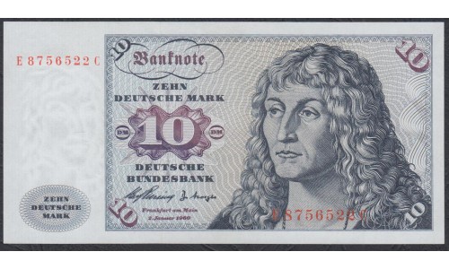ФРГ 10 марок 1960 год, вариант 2 (GFR 10 deutsche mark 1960 year) P 19, Ro 263b: UNC