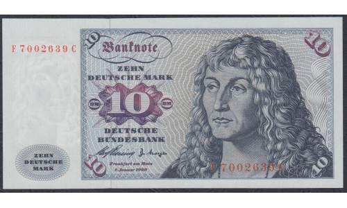 ФРГ 10 марок 1960 год, вариант 4 (GFR 10 deutsche mark 1960 year) P 19, Ro 263c: UNC