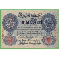 Германия 20 марок 1910 год (Germany 20 Mark 1910 year) P 40b: UNC 
