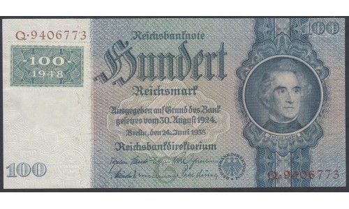 Германия 100 марок 1948 год, зона Советских войск (Germany 100 Mark 1948 year, Soviet Occupation) P 7a: UNC