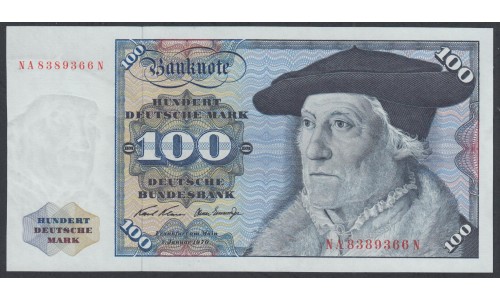  ФРГ 100 марок 1970 год, вариант 2 (Germany, GFR 100 Mark 1970 year) P 34a: UNC