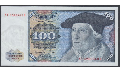  ФРГ 100 марок 1977 год (Germany, GFR 100 Mark 1977 year) P 34b: UNC