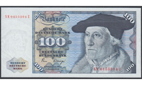  ФРГ 100 марок 1980 год (Germany, GFR 100 Mark 1980 year) P 34d: UNC