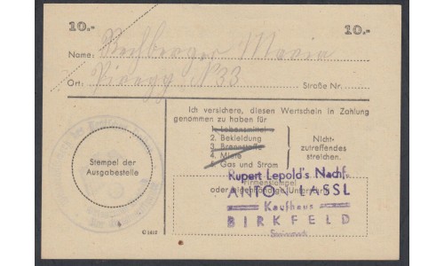Германия, зимняя помощь 10 рейхсмарок 1943-44 год, 8 выпуск (Germany Kriegswinterhilfswerk 5 reichsmark 1943-44 year) :UNC
