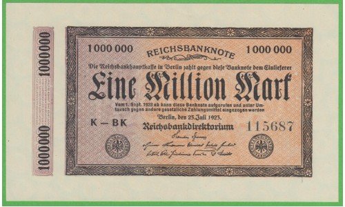 Германия 1000000 марок 1923 год, 3 вариант (Germany 1000000 Mark 1923 year) P 93: UNC