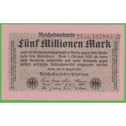 Германия 5000000 марок 1923 год, 3 вариант (Germany 5000000 Mark 1923 year) P 105: UNC