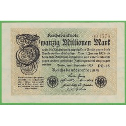 Германия 20000000 марок 1923 год  (Germany 20000000 Mark 1923 year) P 108с: UNC-