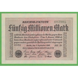 Германия 50000000 марок 1923 год, 3 вариант (Germany 50000000 Mark 1923 year) P 109b: UNC