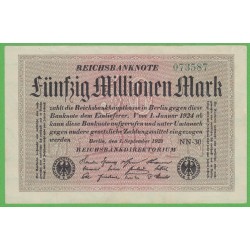 Германия 50000000 марок 1923 год, 9d вариант (Germany 50000000 Mark 1923 year) P 109b: UNC