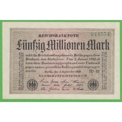 Германия 50000000 марок 1923 год, 1 вариант (Germany 50000000 Mark 1923 year) P 109с: UNC