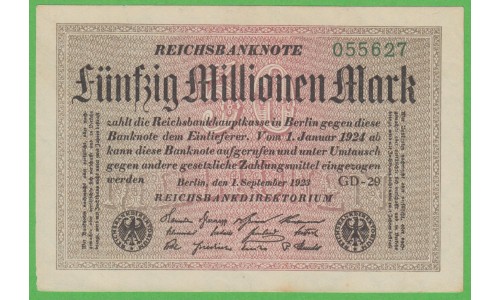 Германия 50000000 марок 1923 год (Germany 50000000 Mark 1923 year) P 109f: UNC