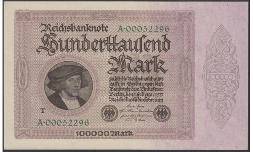 Германия 100000 марок 1923 год (Germany 100000 Mark 1923 year) P 83b: UNC