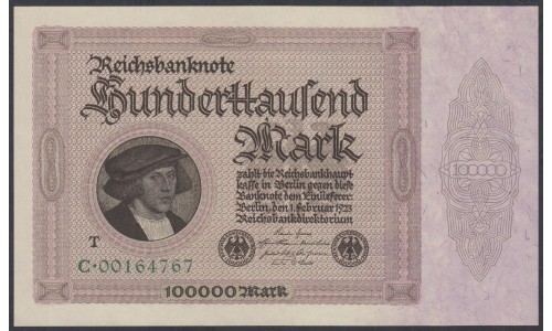 Германия 100000 марок 1923 год (Germany 100000 Mark 1923 year) P 83c: UNC