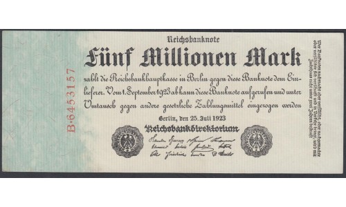 Германия 5 миллионов марок 1923 год (Germany  5 million mark 1923) P 95: UNC