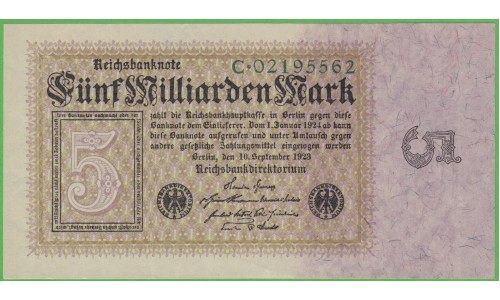 Германия 5000000000 марок 1923 год (Germany 5000000000 Mark 1923 year) P 115а: UNC