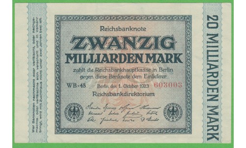 Германия 20000000000 марок 1923 год, 4 вариант (Germany 20000000000 Mark 1923 year) P 118a: UNC