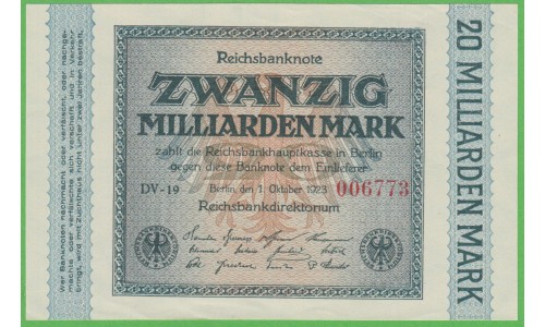 Германия 20000000000 марок 1923 год, 7 вариант (Germany 20000000000 Mark 1923 year) P 118a: UNC