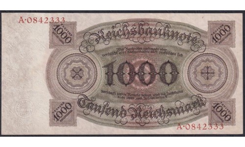 Германия 1000 рейхсмарок 1924 год, A.08423333 (Germany 1000 Reichsmark 1924 year) P 179: UNC