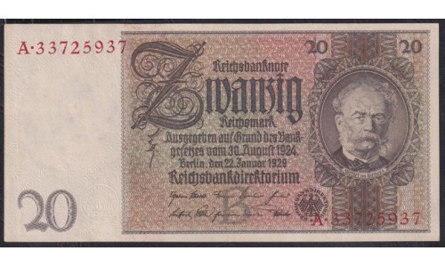 Германия 20 Рейхсмарок 1929 год, A.33725937 (Germany 20 Reichmark 1929 year) P 181a: aUNC