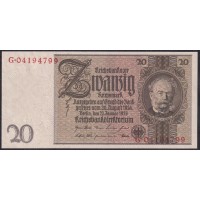 Германия 20 Рейхсмарок 1929 год, G.04194799 (Germany 20 Reichmark 1929 year) P 181b: UNC