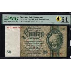Германия 50 рейхсмарок 1933 год, K.03565393 (Germany 50 Reichsmark 1933) P 182b: все 4 штуки в PMG 64 Choice UNC