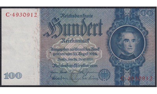 Германия 100 рейхсмарок 1935 год, C. 4930912 (Germany 100 Reichsmark 1935) P 183a: aUNC/UNC