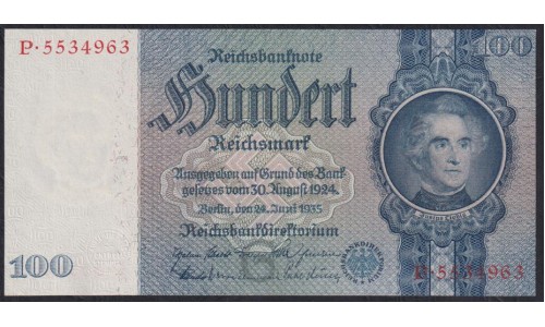 Германия 100 рейхсмарок 1935 год, P.5534963 (Germany 100 Reichsmark 1935) P 183a: UNC