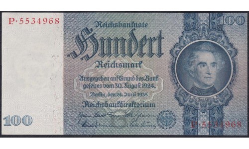 Германия 100 рейхсмарок 1935 год, P.5534968 (Germany 100 Reichsmark 1935) P 183a: UNC