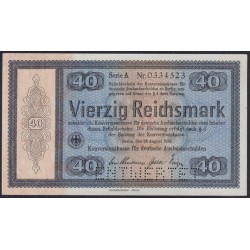 Германия 40 рейхсмарок 1933, Для внешнего долга Германии, РЕДКИЙ НОМИНАЛ, c перфорацией, Серия А № 0334523 (GERMANY 40 Reichsmark  Konversionskasse für Deutsche Auslandsschulden  28.08.1933  Printer Reichsdruckerei, Berlin) P 202: UNC