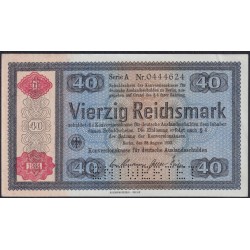 Германия 40 рейхсмарок 1933, Для внешнего долга Германии, Оверпринт 1934 г, Серия А №0444624(GERMANY 40 Reichsmark  Konversionskasse für Deutsche Auslandsschulden  28.08.1933, Overprint 1934,  Printer Reichsdruckerei, Berlin) P 210: aUNC