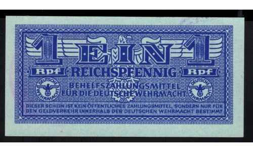 Вермахт 1 Рейхспфеннинг 1942/44 год, оккупация Греции (Wehrmacht 1 Reichspfennig 1942/44 year) P-M19: UNC