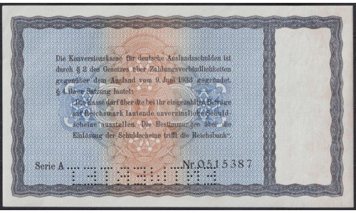 Германия 40 рейхсмарок 1933 год, Для внешнего долга Германии, Оверпринт 1934 года. РЕДКИЙ НОМИНАЛ, A0515387(GERMANY 40 Reichsmark  Konversionskasse für Deutsche Auslandsschulden  28.08.1933, Overprint 1934,  Printer Reichsdruckerei, Berlin) P 210: UNC-